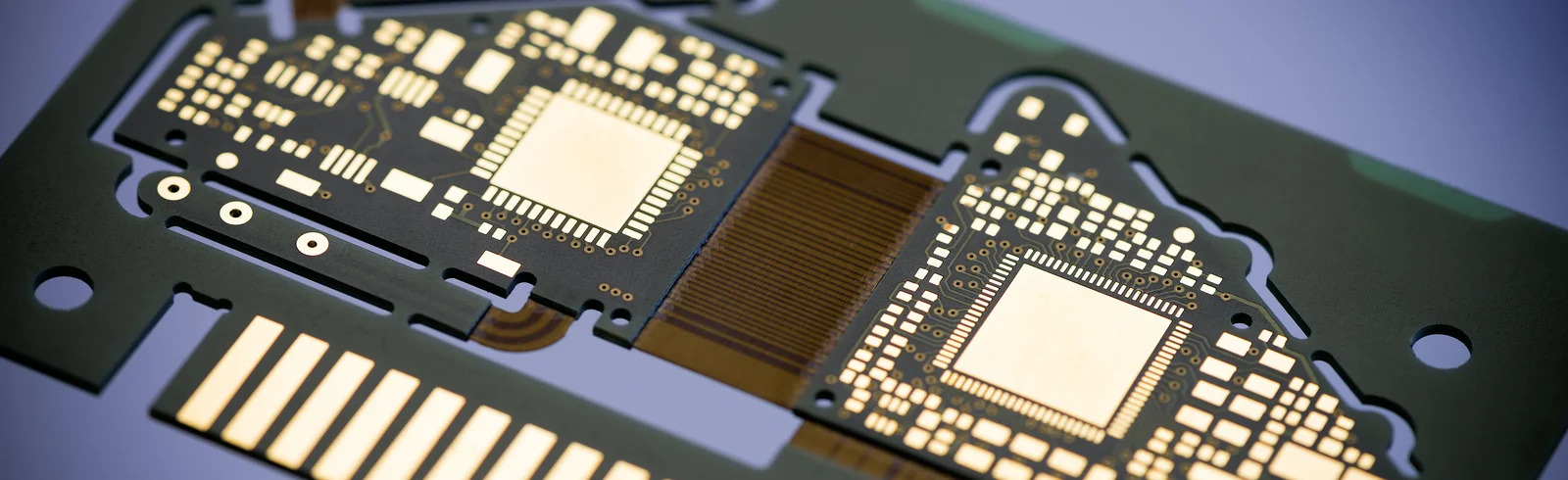 Close-up of flex-rigid PCB