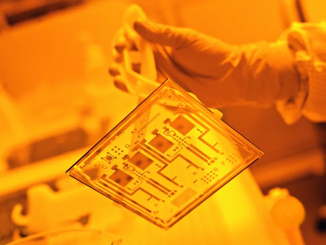 Close-up of thin-film substrate