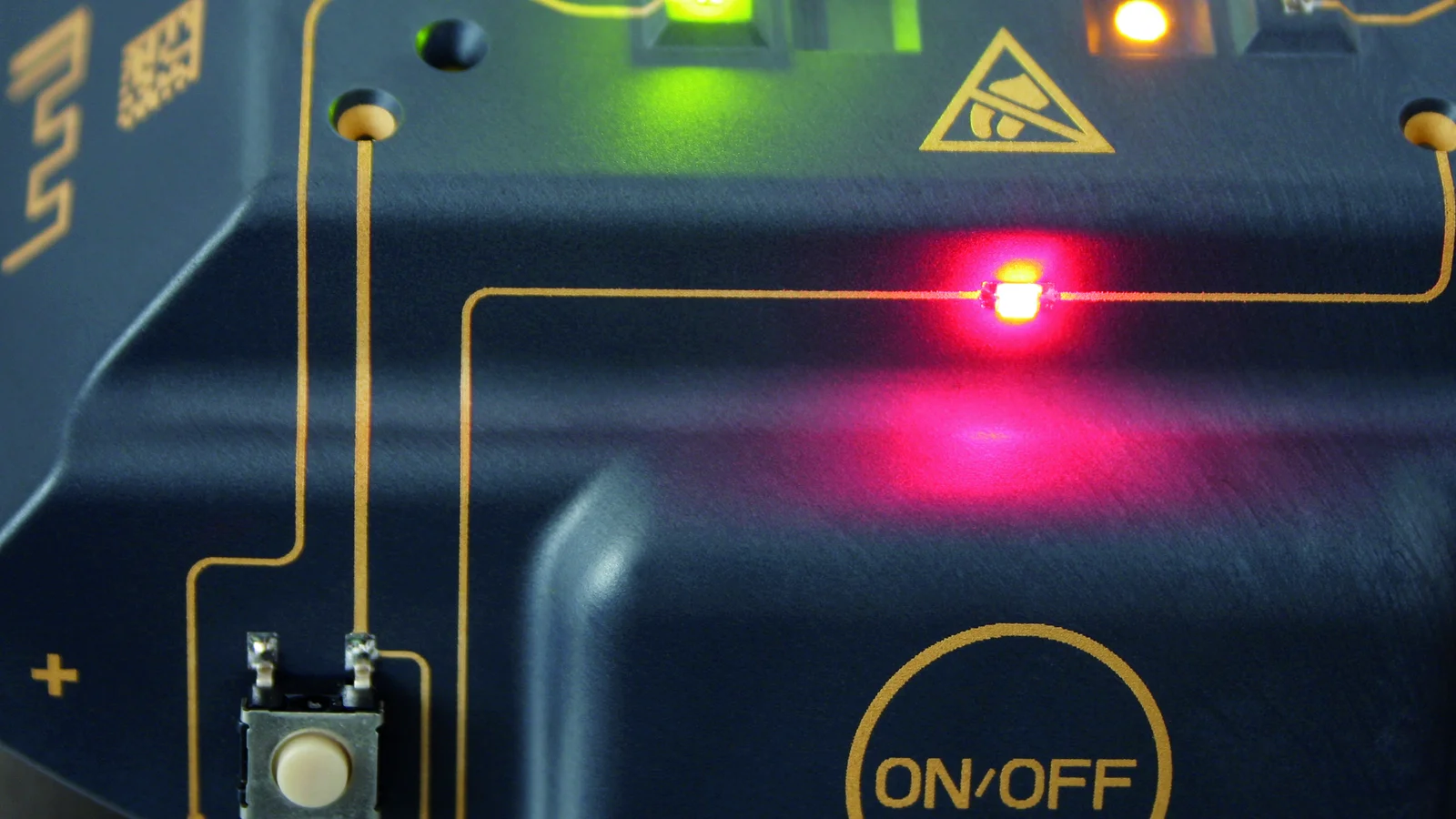 Close-up of device housing with 3D-MID (3D Molded Interconnect Devices)