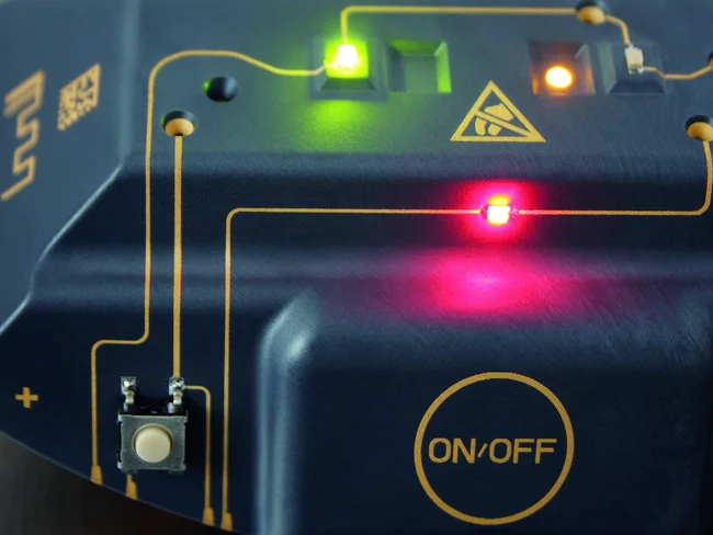 Close-up of device housing with 3D-MID (3D Molded Interconnect Devices)