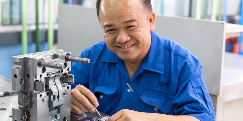 Cicor employee working in the tooling department 